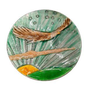 Vintage Soaring Eagle Belt Buckle Sunset Stars Sunrise Round USA Country Western